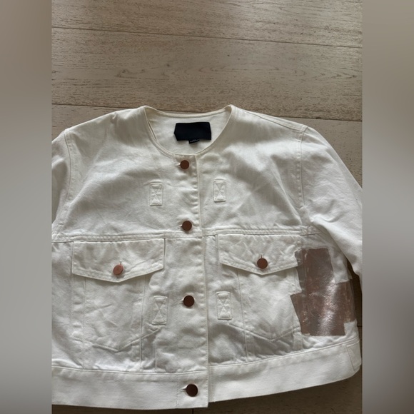 Alexander Wang White metallic Paint Splatter Denim Jacket 4 - Picture 5 of 11
